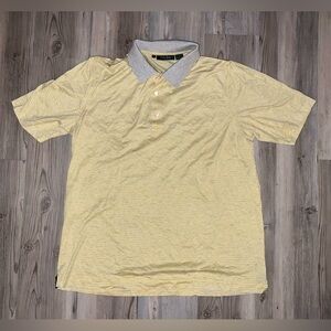 Men’s Bobby Jones 100% Cotton Yellow Gray Short Sleeve Polo Shirt Large